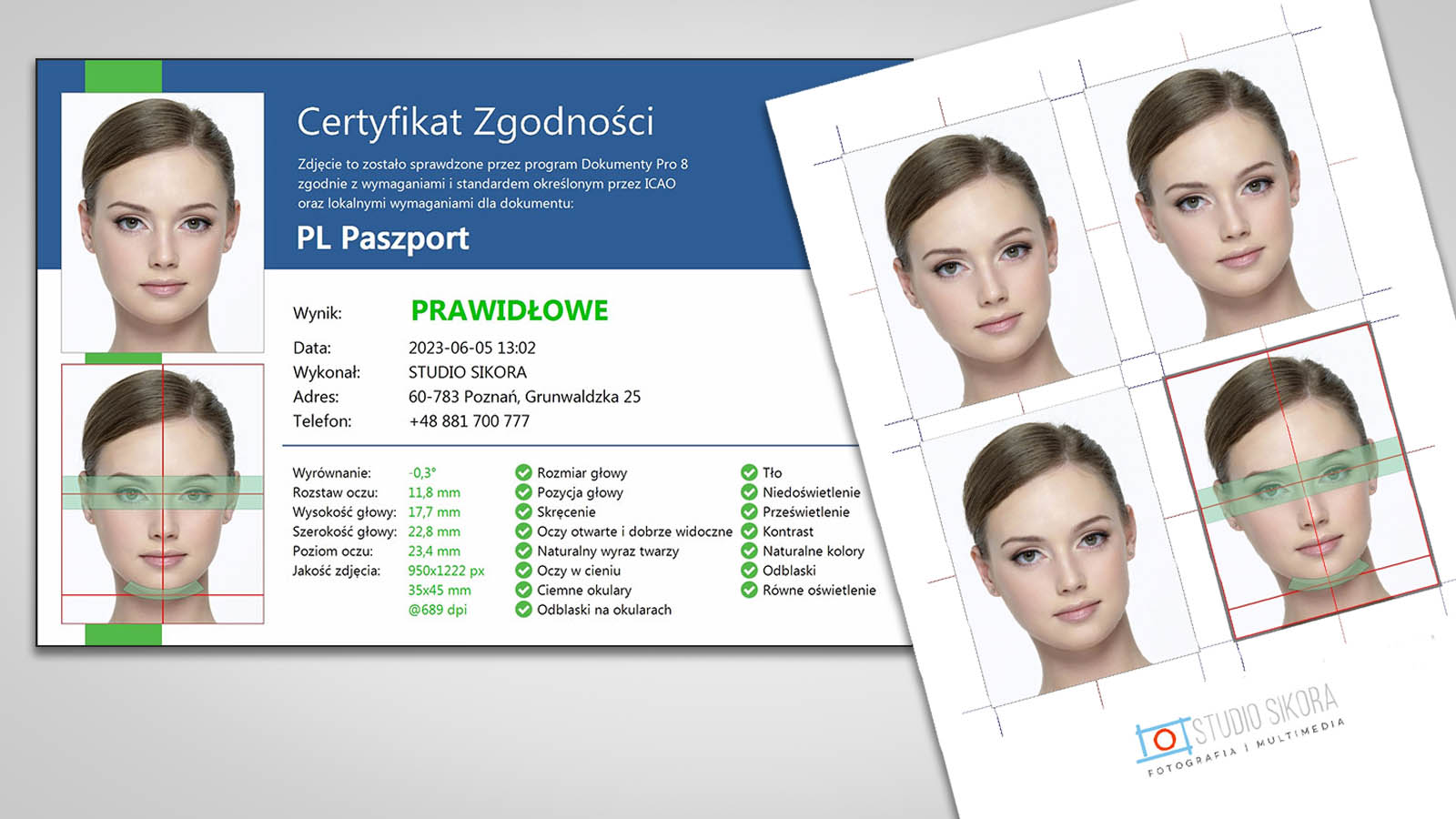 Przykładowe zdjęcia do dokumentów i certyfikat zgodności
